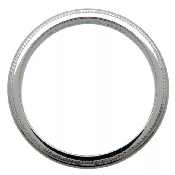 Authentic Tiffany&Co. Milgrain Band Ring PT950 Platinum US7-7.5 EU54.5 Used F/S - Picture 3 of 11